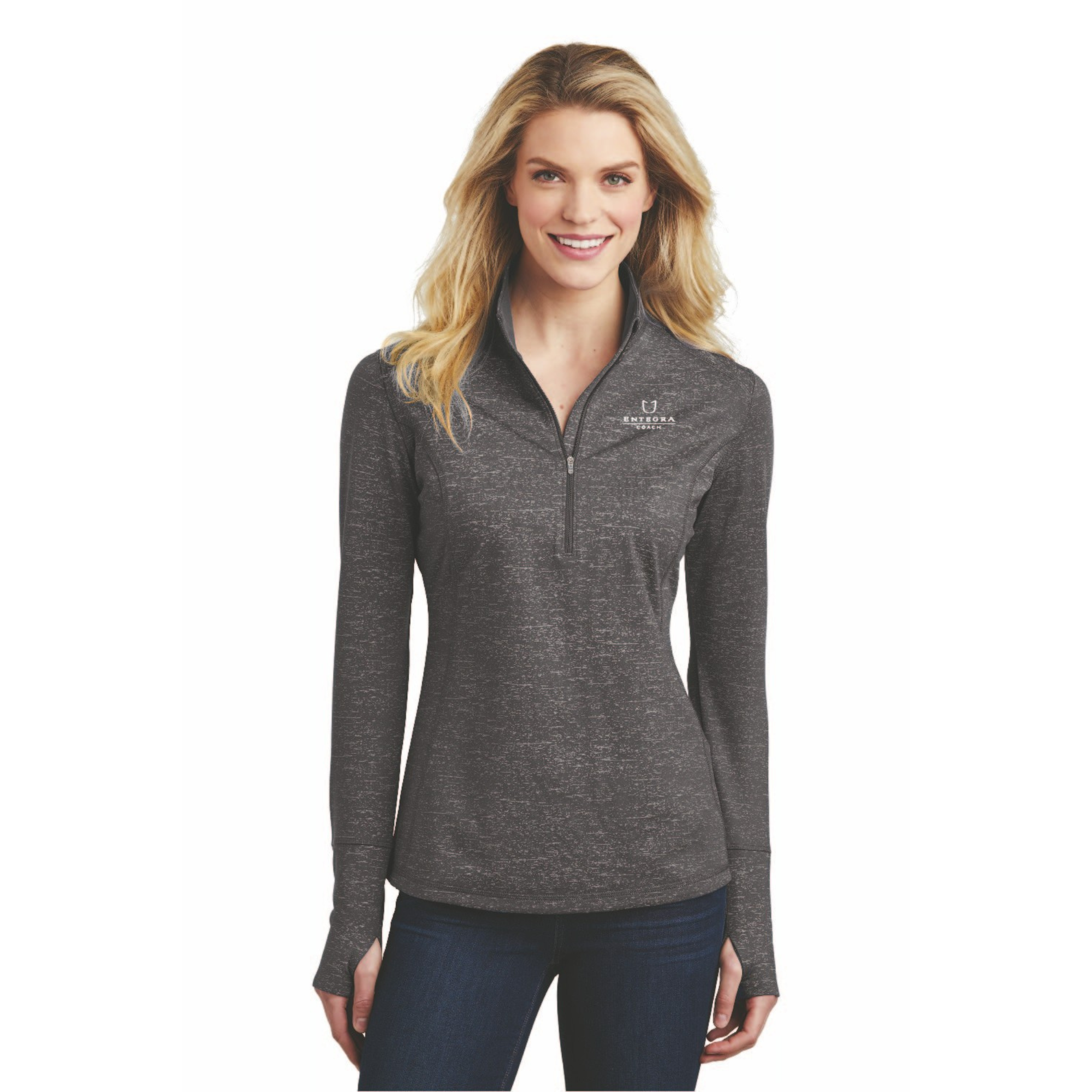 Sport-Tek ® Ladies Sport-Wick ® Stretch Reflective Heather 1/2-Zip Pullover